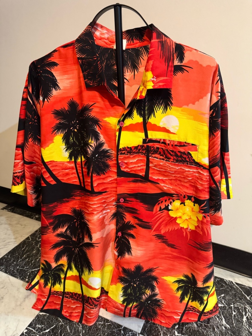 Vintage Hawaiian Shirt Rima Large Sunset Palm Tree Aloha Dadcore Vacation Vibes